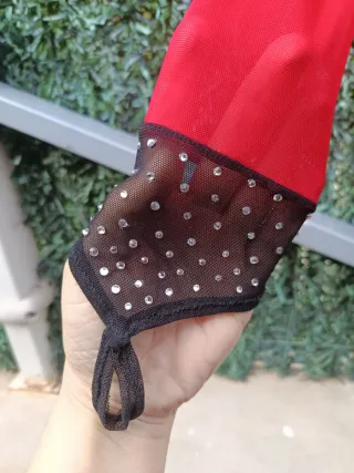 Maillot Patinaje Artístico Rojo y Negro