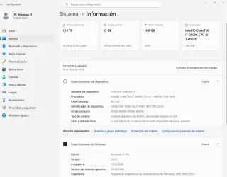 PC Gaming RTX i7 SSD 256GB 16Gb RAM Ordenador RGB