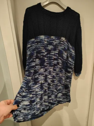 Jersey/Vestido De Lana Jaspeado Azul Muy Calentito