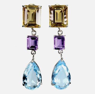 Pendientes Plata Topacio, Citrino y Amatista