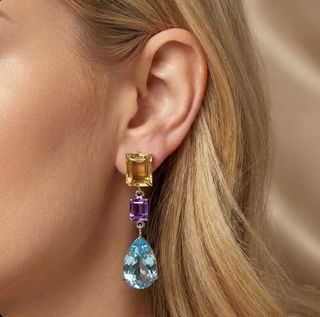 Pendientes Plata Topacio, Citrino y Amatista