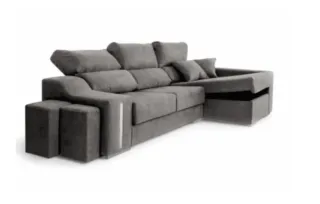 Sofá Cherlong gris, como nuevo,con dos puf.