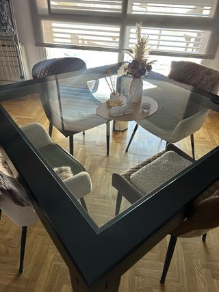 Mesa de centro cristal y madera