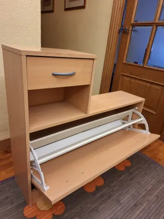 Zapatero de madera y plástico