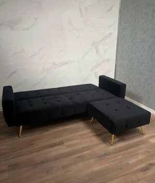 LIQUIDO!! Sofá Chaise Longue Negro Terciopelo