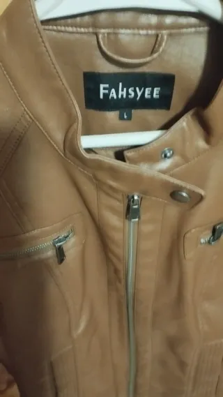 Chaqueta bomber beige/marrón polipiel