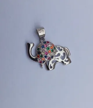 Colgante Plata Elefante Circonitas Multicolor