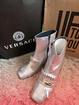 Botines de Piel Talla 40 Plata