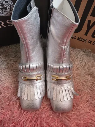 Botines de Piel Talla 40 Plata