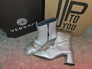 Botines de Piel Talla 40 Plata