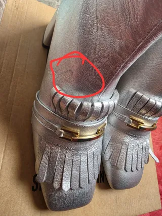 Botines de Piel Talla 40 Plata