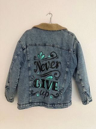 Cazadora vaquera borrego letras calentito