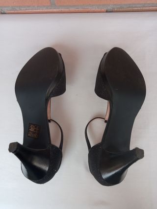 Zapatos negros tacón con brillos