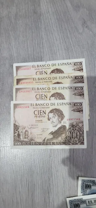 4 Billetes 100 Pesetas España Antiguos