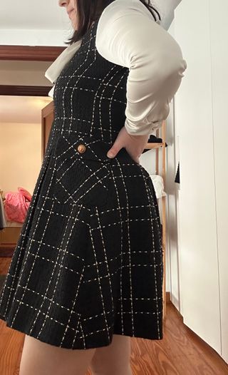 Vestido vintage cuadros blanco y negro