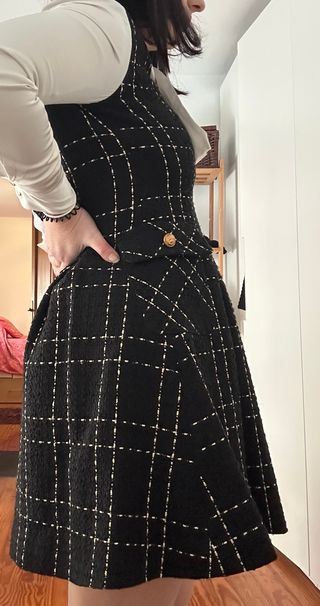 Vestido vintage cuadros blanco y negro