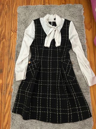 Vestido vintage cuadros blanco y negro