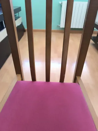 3 Sillas de comedor de madera y tela