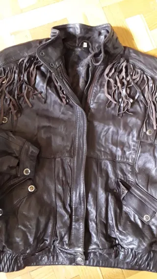 Cazadora Piel Años 90 Flecos Talla 42.