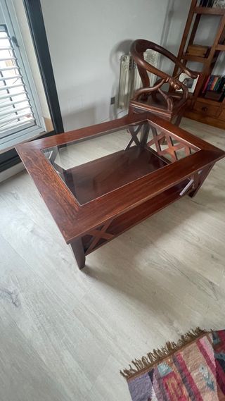 Mesa de centro madera y cristal