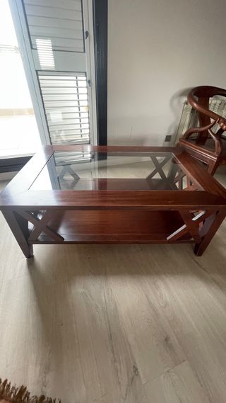 Mesa de centro madera y cristal