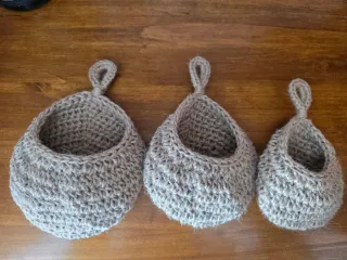 Set 3 Cestini da Appendere in Juta