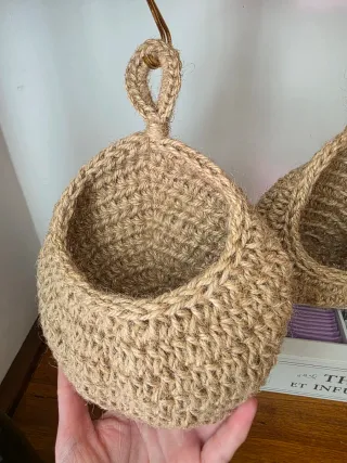 Set 3 Cestini da Appendere in Juta