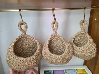 Set 3 Cestini da Appendere in Juta