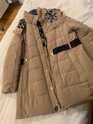 Chaquetón beige mujer