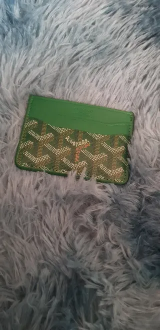 Tarjetero Goyard Auténtico Verde y Marrón