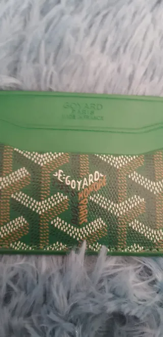 Tarjetero Goyard Auténtico Verde y Marrón