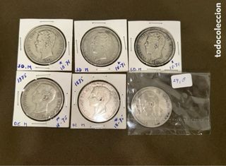 Gran lote de 63 Monedas Plata: 5, 100 y 2000 Ptas