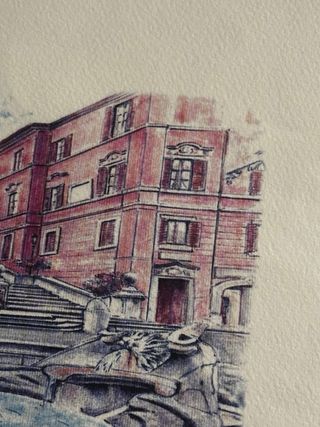 Coppia Litografie Roma - Fontana Barcaccia