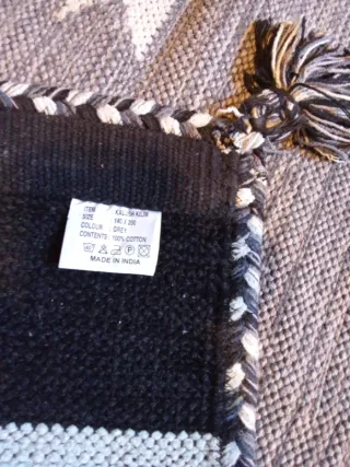 Alfombra Kilim Gris y Blanca