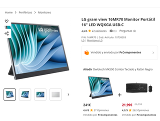 PORTATIL LG GRAM + MONITOR + DISCO DURO