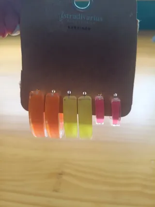 Pendientes Stradivarius Naranja y Rosa