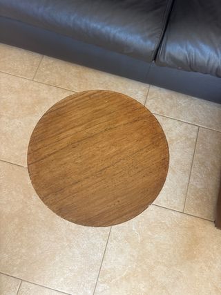 Mesa auxiliar redonda madera y metal