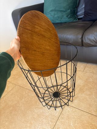 Mesa auxiliar redonda madera y metal