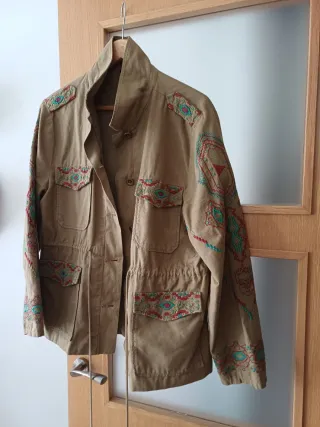 Parka mujer Tintoretto verde-amarronado bordada