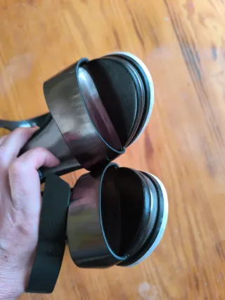 Sandalias de cuero tacón alto negras y plateadas