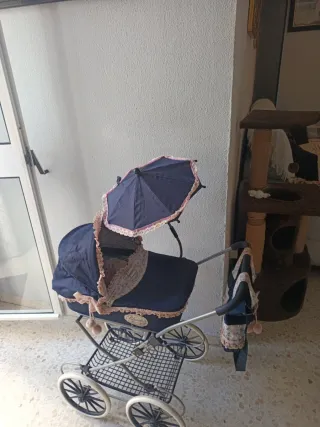 Carrito muñeca vintage + bebé reborn + ropa