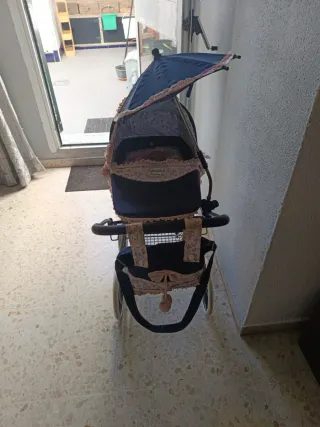 Carrito muñeca vintage + bebé reborn + ropa