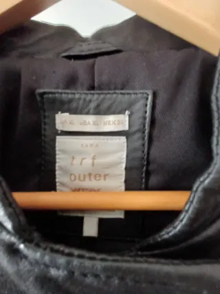 Cazadora Piel Zara Negra Mujer