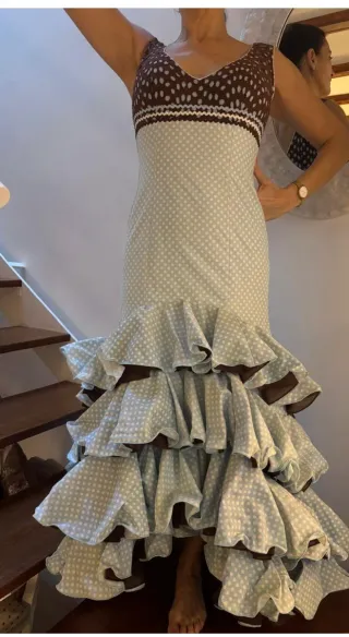 Traje flamenca topitos azules