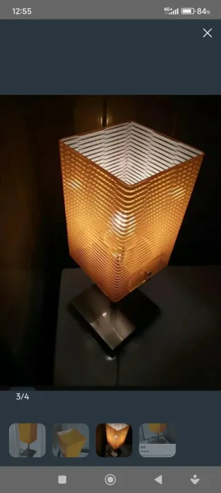 Lámpara de sobremesa  naranja y plateada