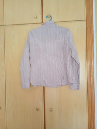 Camisa mujer volantes cuadros rosa y blanco