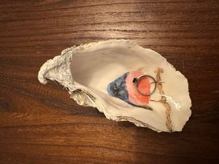 Bandeja joyero concha ostra pintada