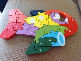 Puzzle Madera Avión Números y letras