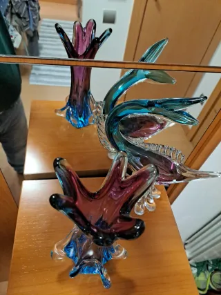 Vaso di vetro Murano blu e viola