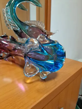 Vaso di vetro Murano blu e viola